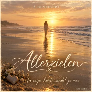 Een silhouet aan zee bij zacht avondlicht verbeeldt het meedragen van een dierbare herinnering.