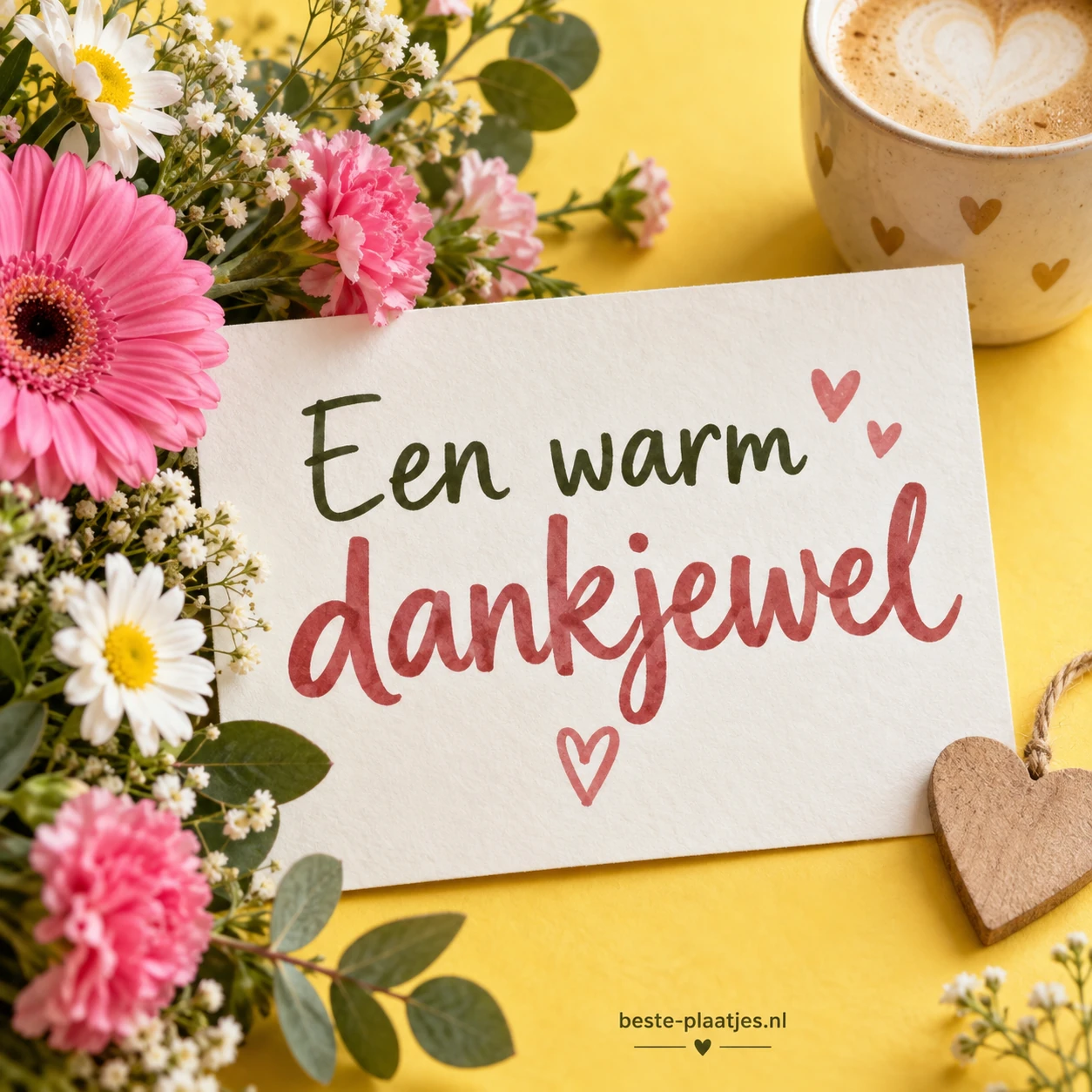 Bloemen en een kop koffie staan bij een warm dankwoord. Bloemen en een kop koffie staan bij een warm dankwoord.