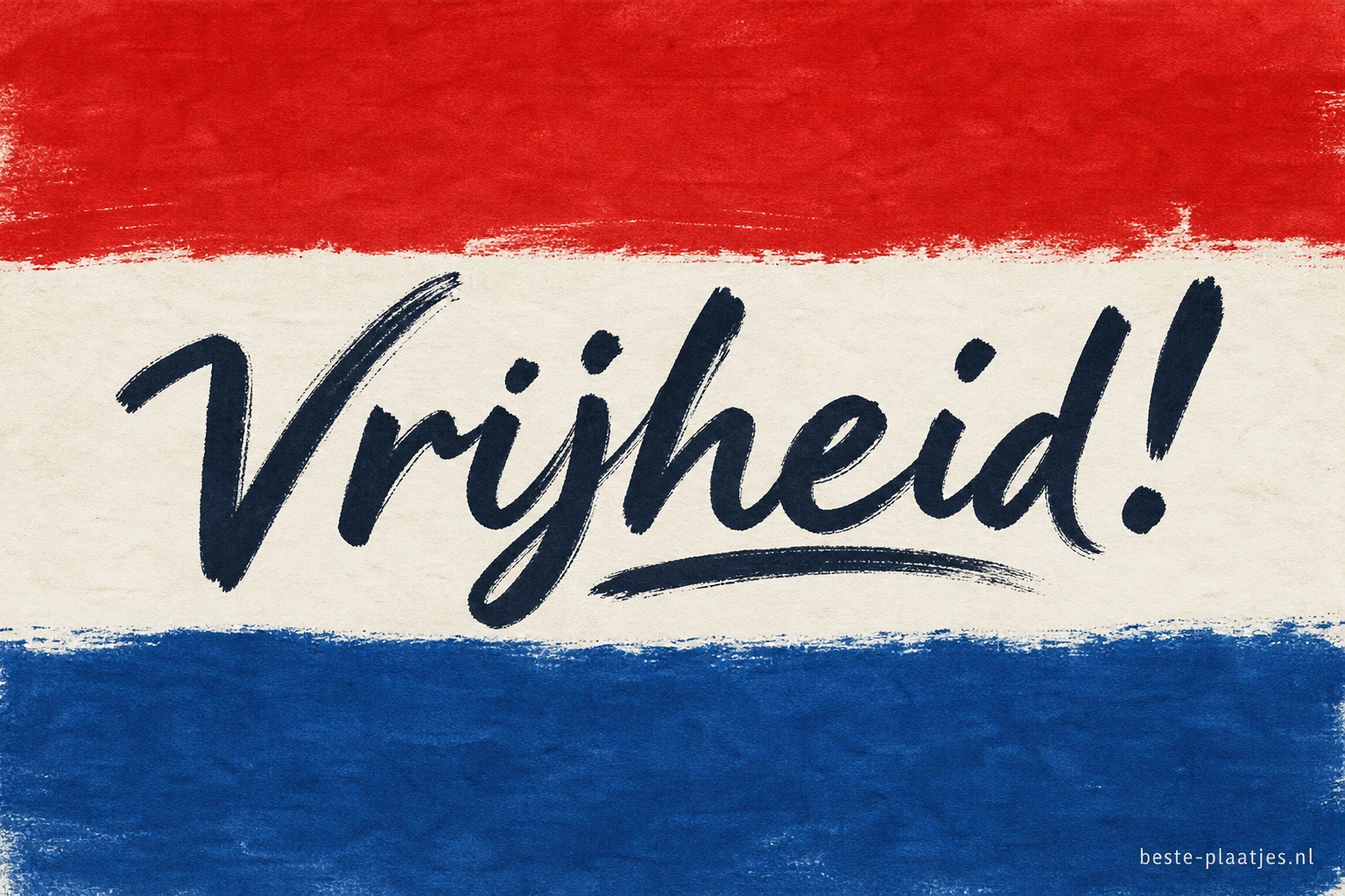 Het woord vrijheid staat op handgeschilderde rood-wit-blauwe banen. Het woord vrijheid staat op handgeschilderde rood-wit-blauwe banen.