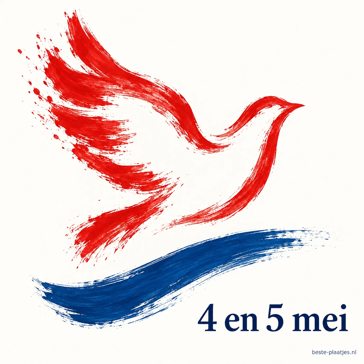 Een rode penseelduif staat boven een blauwe penseelstreek op een witte kaart. Een rode penseelduif staat boven een blauwe penseelstreek op een witte kaart.