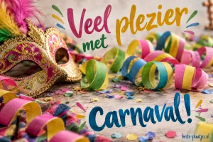 Een wirwar van kleurrijke papieren serpentines vult de kaart.