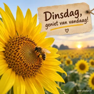 Een bij op een gele zonnebloem.