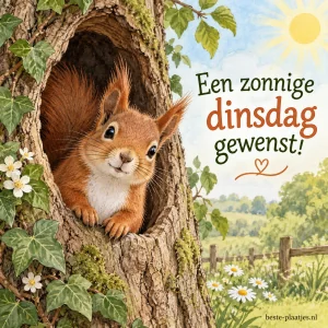 Schattige eekhoorn in een natuurlijke holte brengt vrolijkheid en rust.
