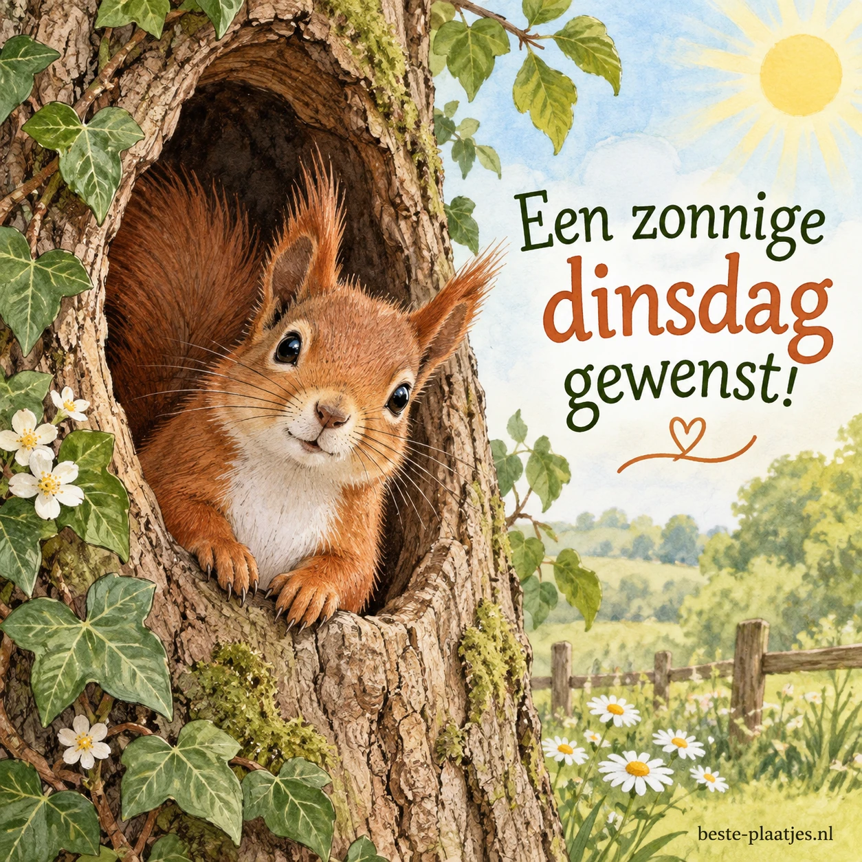 Schattige eekhoorn in een natuurlijke holte brengt vrolijkheid en rust.