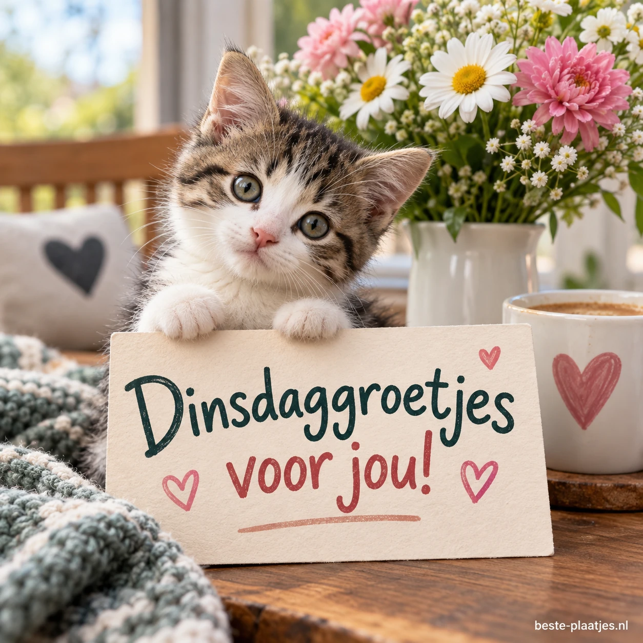 Wat een schattige kat en een vrolijke start van de dinsdag!.