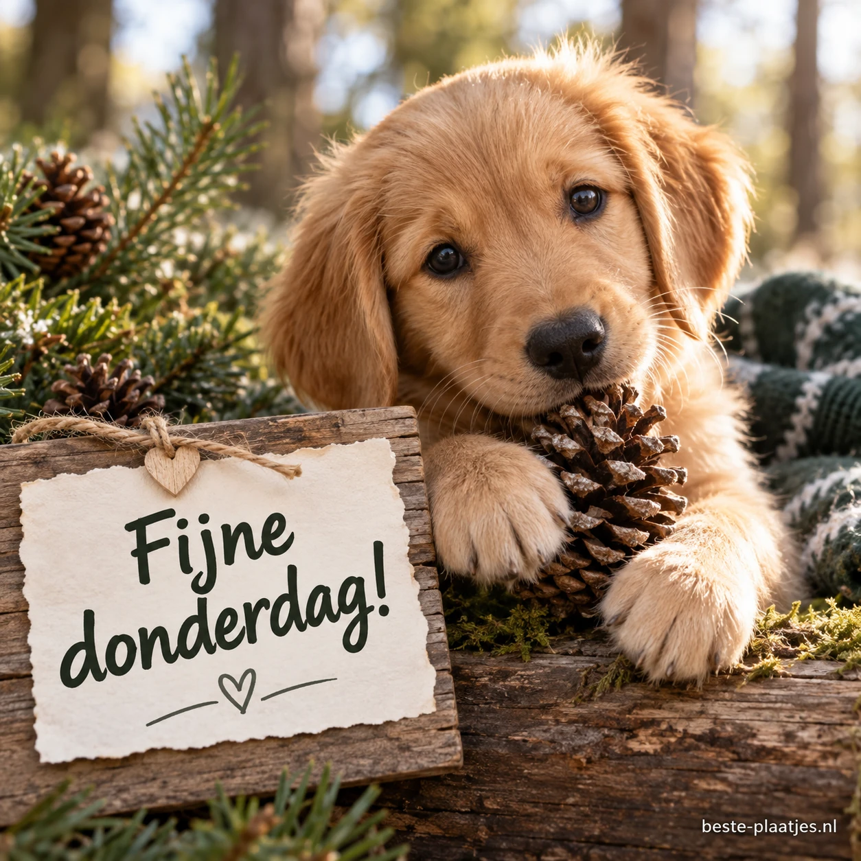 Een schattige puppy met een dennenappel. Een schattige puppy met een dennenappel.