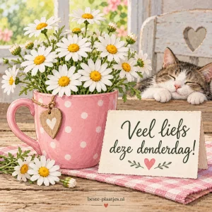 Witte margrietjes in een roze kopje.
