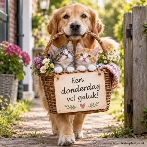 Een lieve hond en schattige kittens zorgen voor een warm gevoel.