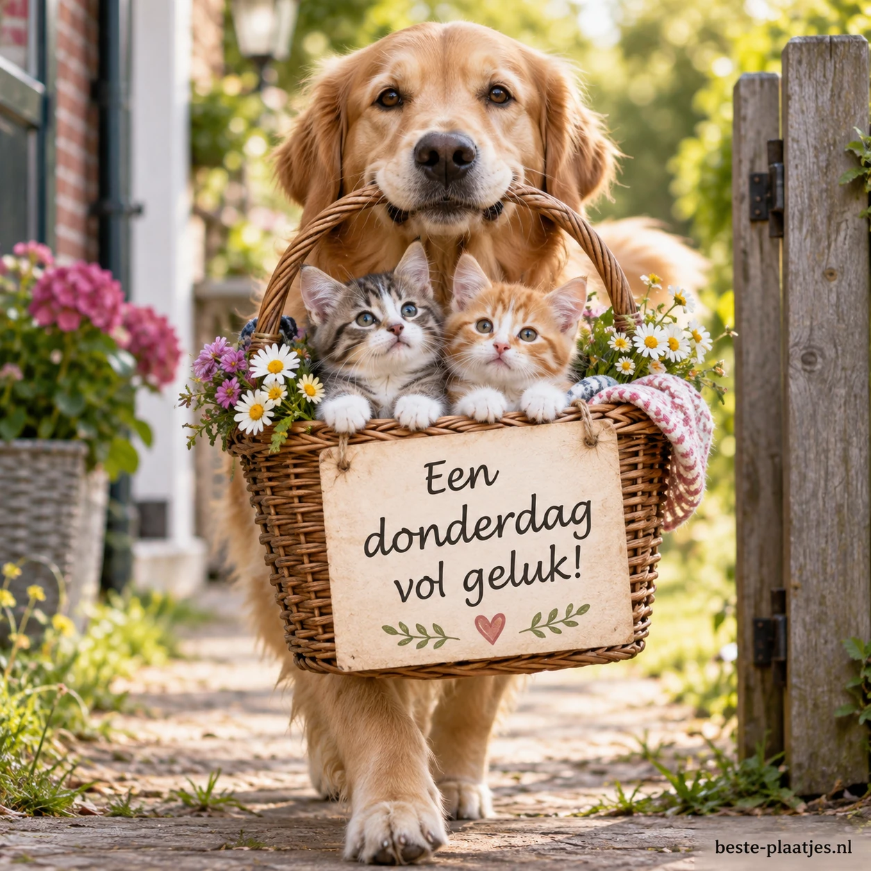 Een lieve hond en schattige kittens zorgen voor een warm gevoel.