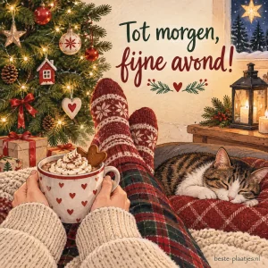 Zo gezellig: warme koffie, kerstboom en een heerlijk avondje thuis.