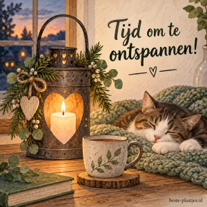 Een sfeervol kaarsje tussen groen, brengt warmte en rust.