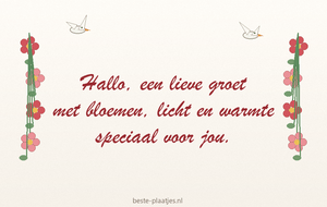 Sierlijke letters staan tussen bloemenranken terwijl twee vogels erover zweven.