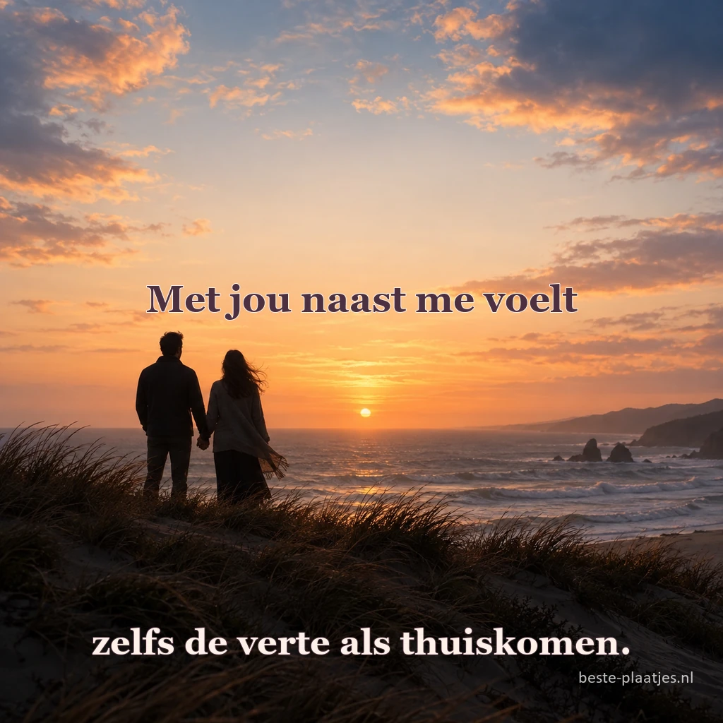 Een stel houdt elkaars hand vast op een duin bij zonsondergang. Een stel houdt elkaars hand vast op een duin bij zonsondergang.