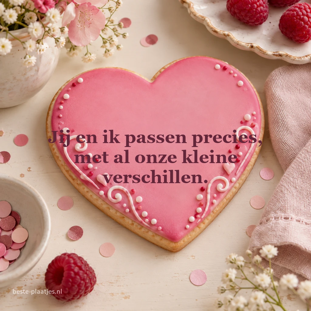 Een hartvormig koekje ligt met confetti op een linnen tafelkleed. Een hartvormig koekje ligt met confetti op een linnen tafelkleed.