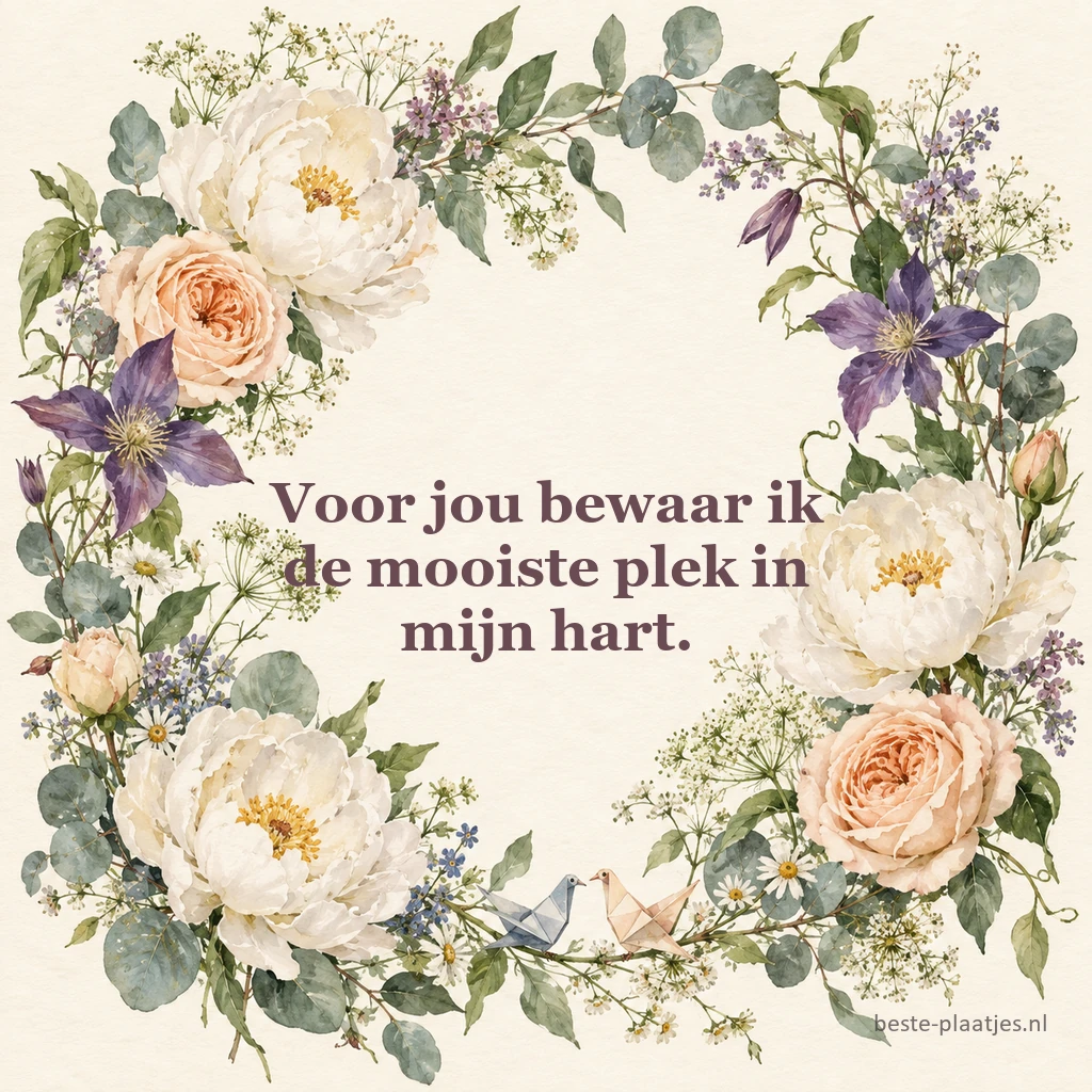 Een losse krans van tuinbloemen en origamivogels omlijst wit papier. Een losse krans van tuinbloemen en origamivogels omlijst wit papier.
