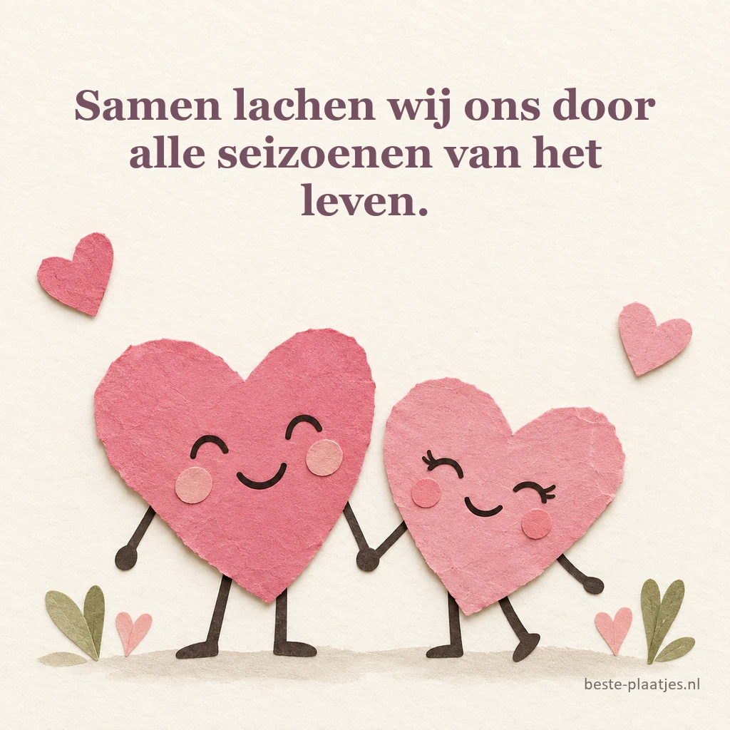Twee roze papieren hartjes met gezichten staan op ivoorkleurig karton. Twee roze papieren hartjes met gezichten staan op ivoorkleurig karton.