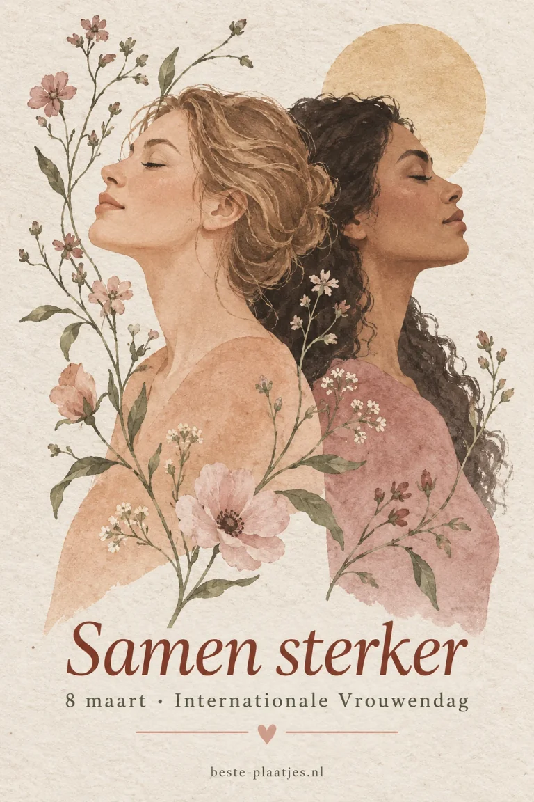 Twee vrouwen staan rug aan rug tussen fijne bloemen op handgemaakt papier.