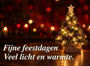 Een gouden lichtjesboom brengt een warme feestdagenwens.