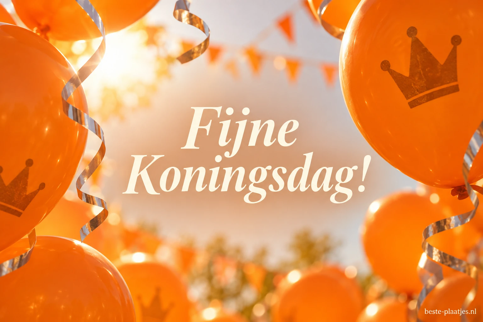 Oranje ballonnen en zilveren slingers glanzen in het zonlicht. Oranje ballonnen en zilveren slingers glanzen in het zonlicht.