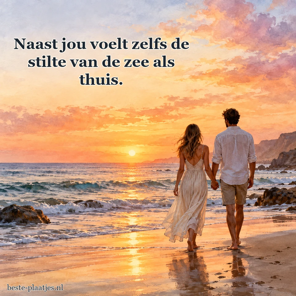 Twee mensen staan hand in hand bij een rustige zonsondergang. Twee mensen staan hand in hand bij een rustige zonsondergang.