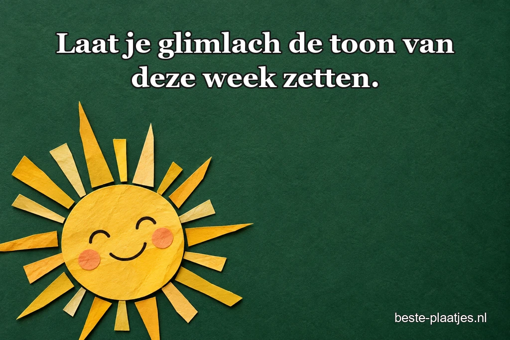 Een vrolijke gele papieren zon ligt op een groene achtergrond.