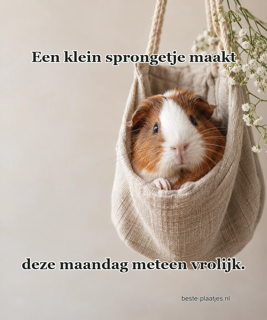 Een cavia verkent een zachte stoffen schommel.