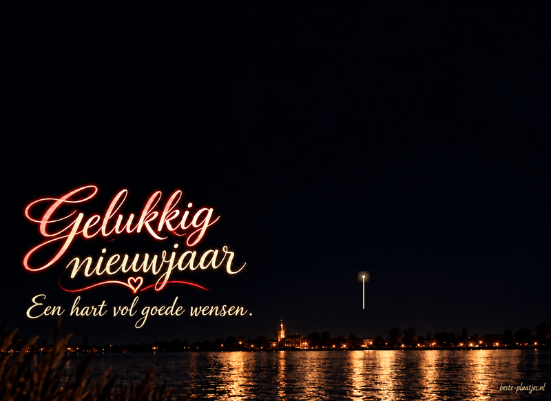 Een hart van kleurig vuurwerk brengt een liefdevolle nieuwjaarswens. Een hart van kleurig vuurwerk brengt een liefdevolle nieuwjaarswens.