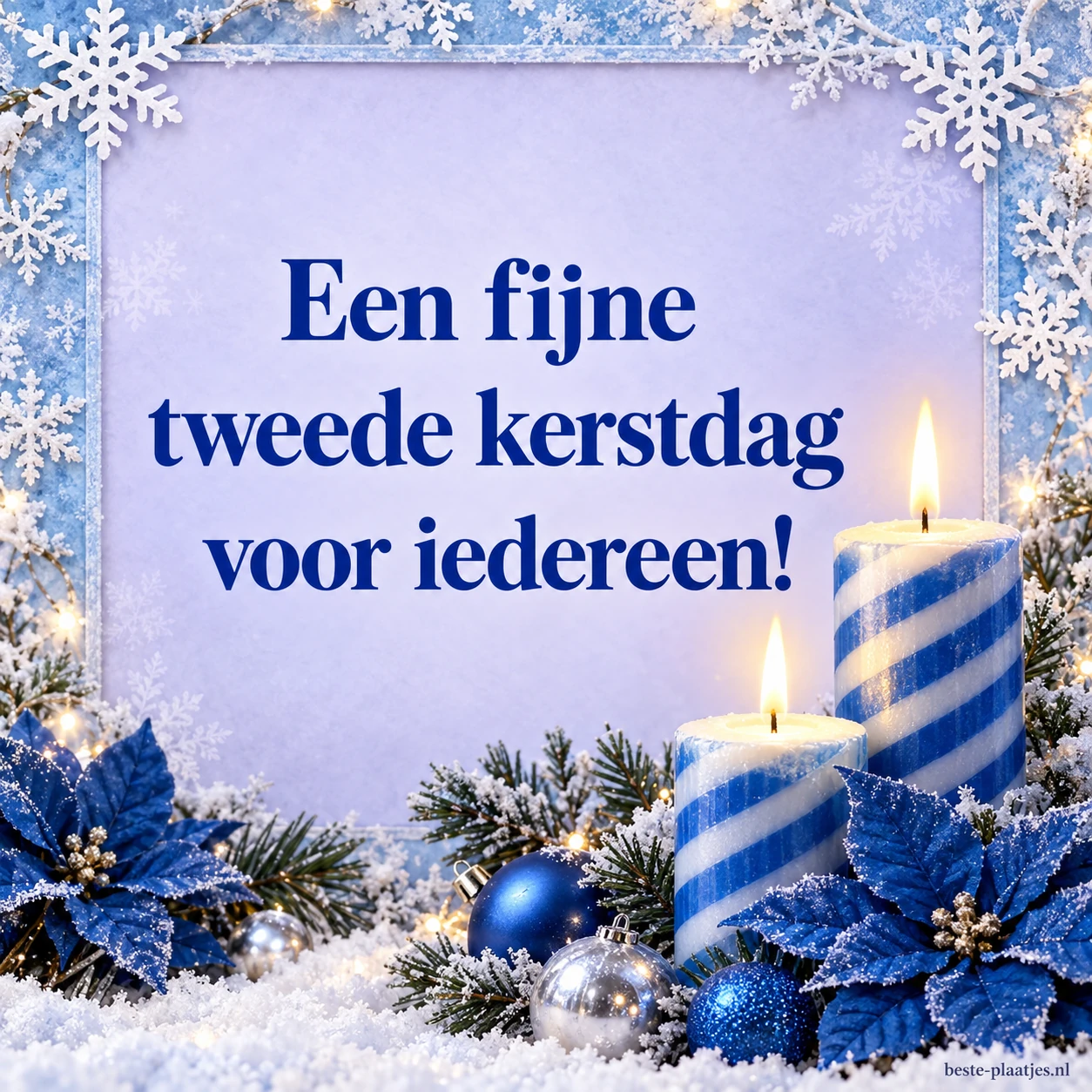 Blauwe kaarsen en sneeuwvlokken brengen een wens voor tweede kerstdag.