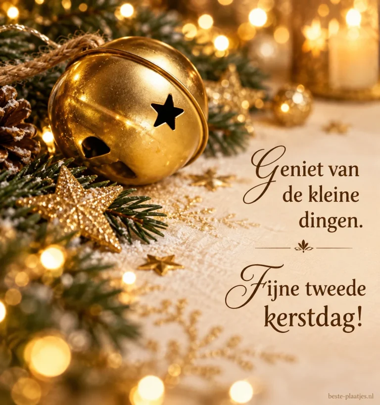 Een gouden bel op een feestelijke tafel brengt een wens voor de kleine geluksmomenten.
