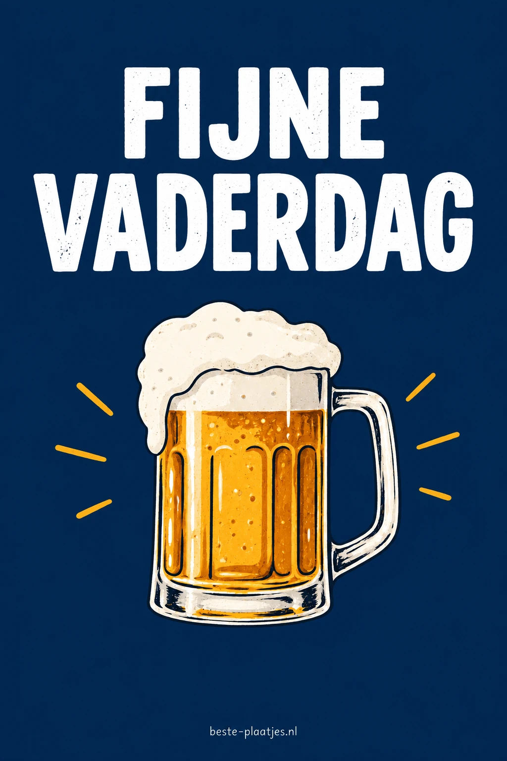 Een getekende bierpul staat onder grote witte letters op een donkerblauwe kaart.