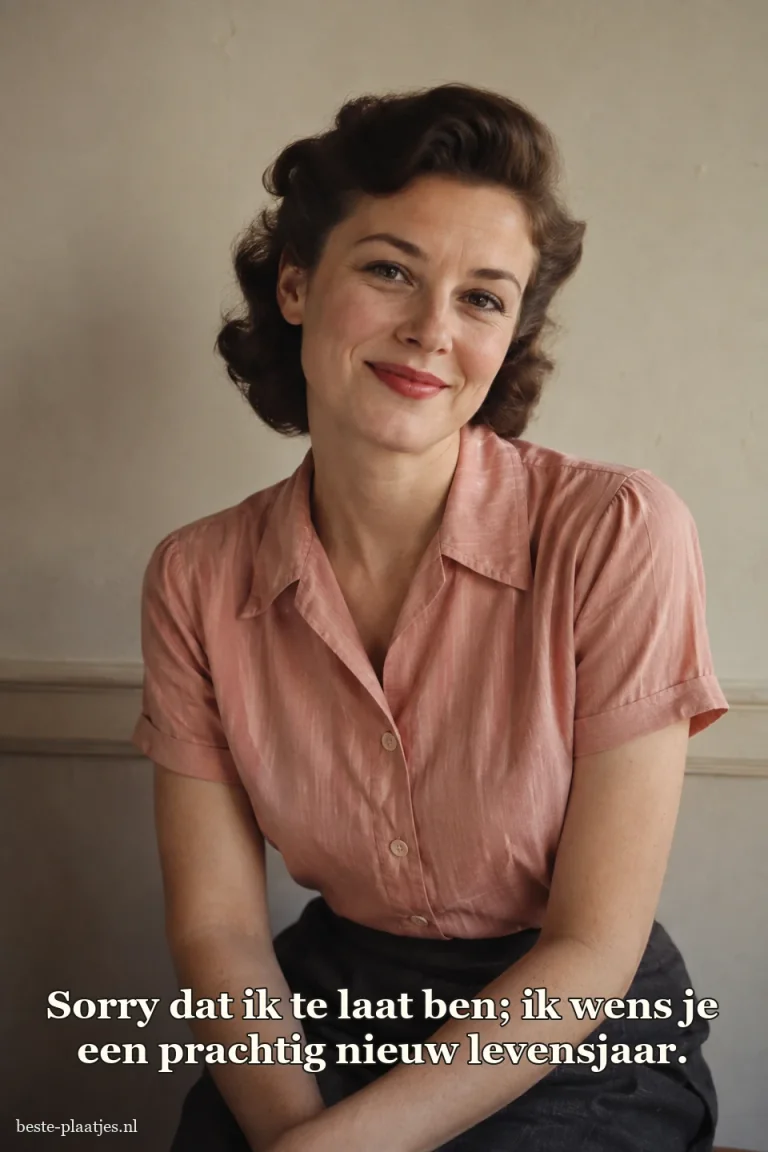 Een glimlachende vrouw in een roze blouse poseert in jaren-vijftigstijl.