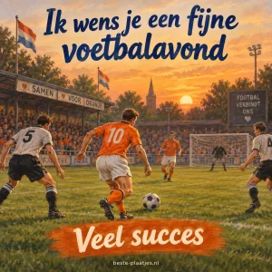 Voetballers in oranje shirts spelen op een nostalgisch grasveld.