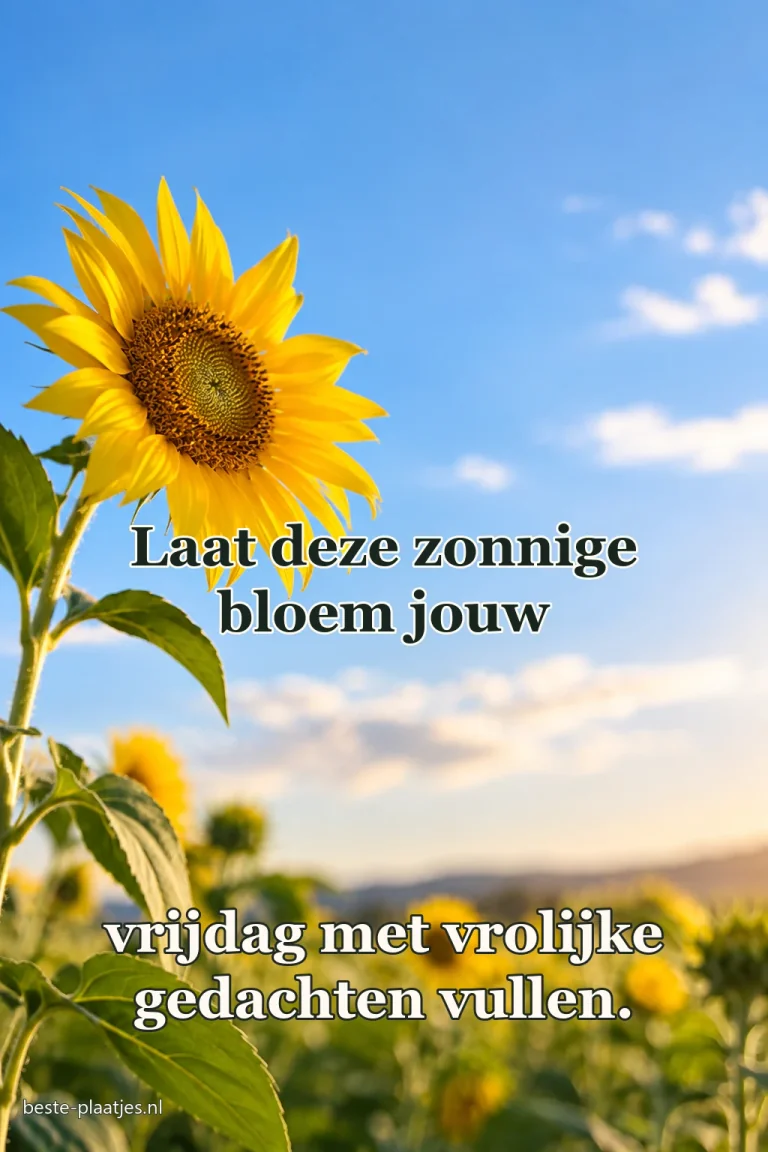 Een zonnebloem draait naar het licht tegen een blauwe lucht.
