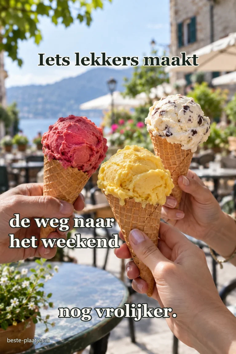 Kleurrijke ijsjes staan op een zonnig buitenterras.