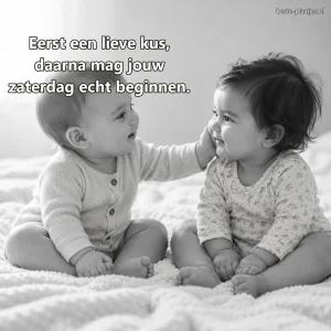 Twee baby's zitten veilig tegenover elkaar op een zachte deken.