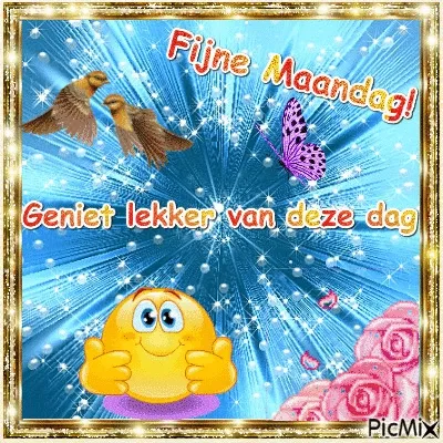 Kleurvolle afbeelding met de tekst "Fijne Maandag! Geniet lekker van deze dag".