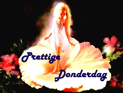 Afbeelding van een fee op een bloem met tekst "Prettige Donderdag".