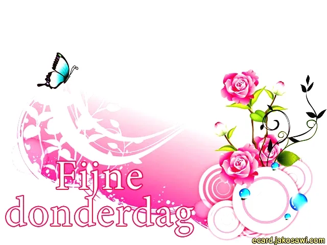 Tekst met 'Fijne donderdag' en bloemenillustraties op een lichte achtergrond.